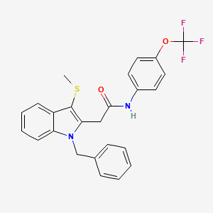 molecular formula C25H21F3N2O2S B4302816 2-[1-benzyl-3-(methylthio)-1H-indol-2-yl]-N-[4-(trifluoromethoxy)phenyl]acetamide 