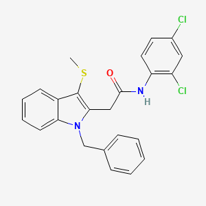 molecular formula C24H20Cl2N2OS B4302851 2-[1-benzyl-3-(methylthio)-1H-indol-2-yl]-N-(2,4-dichlorophenyl)acetamide 