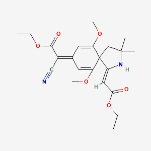 molecular formula C22H28N2O6 B4302884 ethyl cyano[1-(2-ethoxy-2-oxoethylidene)-6,10-dimethoxy-3,3-dimethyl-2-azaspiro[4.5]deca-6,9-dien-8-ylidene]acetate 