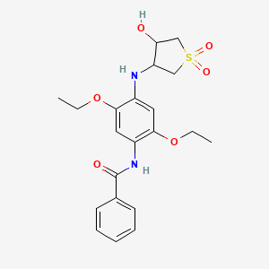 molecular formula C21H26N2O6S B4302948 N-{2,5-DIETHOXY-4-[(4-HYDROXY-1,1-DIOXIDOTETRAHYDRO-3-THIOPHENYL)AMINO]PHENYL}BENZAMIDE 