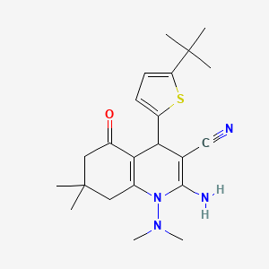 molecular formula C22H30N4OS B4303207 2-AMINO-4-[5-(TERT-BUTYL)-2-THIENYL]-1-(DIMETHYLAMINO)-7,7-DIMETHYL-5-OXO-1,4,5,6,7,8-HEXAHYDRO-3-QUINOLINECARBONITRILE 