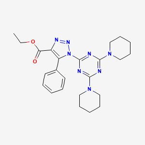molecular formula C24H30N8O2 B4303280 ETHYL 1-[4,6-BIS(PIPERIDIN-1-YL)-1,3,5-TRIAZIN-2-YL]-5-PHENYL-1H-1,2,3-TRIAZOLE-4-CARBOXYLATE 