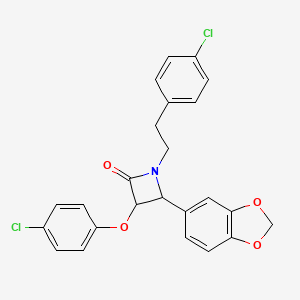 molecular formula C24H19Cl2NO4 B4303345 4-(1,3-BENZODIOXOL-5-YL)-1-(4-CHLOROPHENETHYL)-3-(4-CHLOROPHENOXY)-2-AZETANONE 