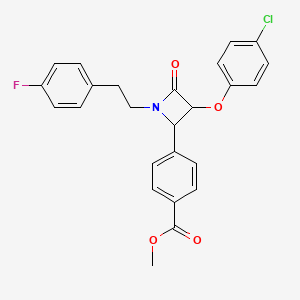 molecular formula C25H21ClFNO4 B4303362 METHYL 4-[3-(4-CHLOROPHENOXY)-1-(4-FLUOROPHENETHYL)-4-OXO-2-AZETANYL]BENZOATE 