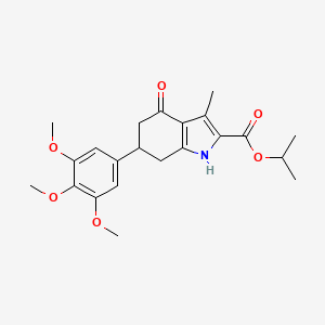 molecular formula C22H27NO6 B4303366 propan-2-yl 3-methyl-4-oxo-6-(3,4,5-trimethoxyphenyl)-4,5,6,7-tetrahydro-1H-indole-2-carboxylate 