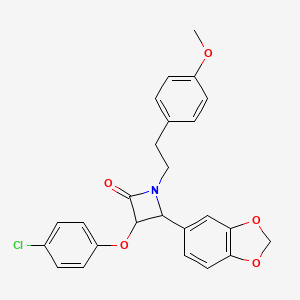 molecular formula C25H22ClNO5 B4303372 4-(1,3-BENZODIOXOL-5-YL)-3-(4-CHLOROPHENOXY)-1-(4-METHOXYPHENETHYL)-2-AZETANONE 
