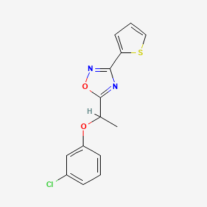 molecular formula C14H11ClN2O2S B4303385 5-[1-(3-Chlorophenoxy)ethyl]-3-(thiophen-2-yl)-1,2,4-oxadiazole 