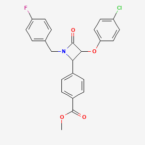 molecular formula C24H19ClFNO4 B4303456 METHYL 4-[3-(4-CHLOROPHENOXY)-1-(4-FLUOROBENZYL)-4-OXO-2-AZETANYL]BENZOATE 