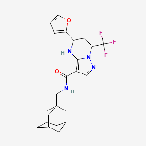 molecular formula C23H27F3N4O2 B4303486 N-[(ADAMANTAN-1-YL)METHYL]-5-(FURAN-2-YL)-7-(TRIFLUOROMETHYL)-4H5H6H7H-PYRAZOLO[15-A]PYRIMIDINE-3-CARBOXAMIDE 