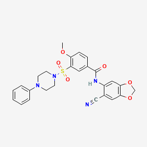 molecular formula C26H24N4O6S B4303582 N-(6-CYANO-2H-13-BENZODIOXOL-5-YL)-4-METHOXY-3-[(4-PHENYLPIPERAZIN-1-YL)SULFONYL]BENZAMIDE 