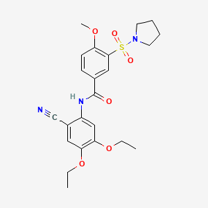 molecular formula C23H27N3O6S B4303589 N-(2-CYANO-4,5-DIETHOXYPHENYL)-4-METHOXY-3-(PYRROLIDINE-1-SULFONYL)BENZAMIDE 