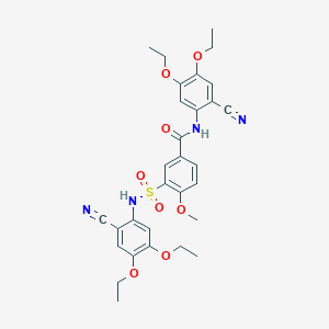 molecular formula C30H32N4O8S B4303598 N-(2-cyano-4,5-diethoxyphenyl)-3-[(2-cyano-4,5-diethoxyphenyl)sulfamoyl]-4-methoxybenzamide 