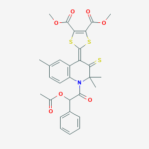 molecular formula C29H27NO7S3 B430367 dimethyl 2-(1-[(acetyloxy)(phenyl)acetyl]-2,2,6-trimethyl-3-thioxo-2,3-dihydro-4(1H)-quinolinylidene)-1,3-dithiole-4,5-dicarboxylate 