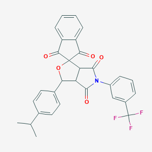 molecular formula C30H22F3NO5 B430370 3-[4-(PROPAN-2-YL)PHENYL]-5-[3-(TRIFLUOROMETHYL)PHENYL]-1',3,3',3A,4,5,6,6A-OCTAHYDROSPIRO[FURO[3,4-C]PYRROLE-1,2'-INDENE]-1',3',4,6-TETRONE 