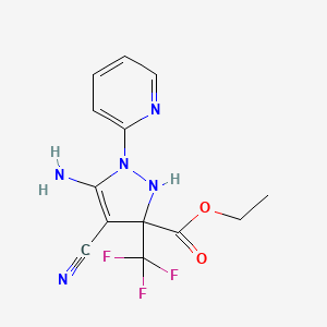 molecular formula C13H12F3N5O2 B4303743 ethyl 5-amino-4-cyano-1-(pyridin-2-yl)-3-(trifluoromethyl)-2,3-dihydro-1H-pyrazole-3-carboxylate 