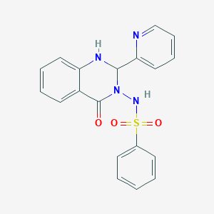 molecular formula C19H16N4O3S B4303773 N-[4-OXO-2-(PYRIDIN-2-YL)-1,2,3,4-TETRAHYDROQUINAZOLIN-3-YL]BENZENESULFONAMIDE 