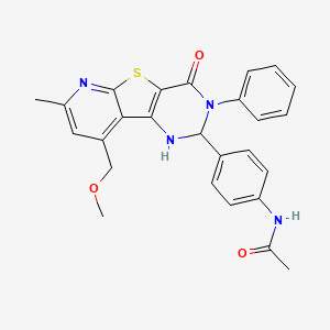 molecular formula C26H24N4O3S B4303799 N-[4-[13-(methoxymethyl)-11-methyl-6-oxo-5-phenyl-8-thia-3,5,10-triazatricyclo[7.4.0.02,7]trideca-1(13),2(7),9,11-tetraen-4-yl]phenyl]acetamide 