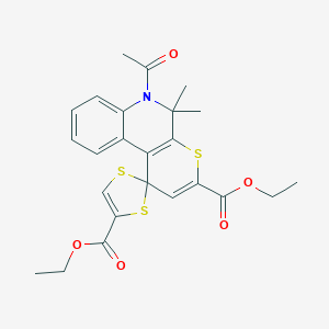 molecular formula C24H25NO5S3 B430395 diethyl 6'-acetyl-5',5'-dimethyl-5',6'-dihydrospiro[1,3-dithiole-2,1'-(1'H)-thiopyrano[2,3-c]quinoline]-3',4-dicarboxylate 