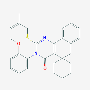 molecular formula C28H30N2O2S B430408 3-(2-METHOXYPHENYL)-2-[(2-METHYLPROP-2-EN-1-YL)SULFANYL]-4,6-DIHYDRO-3H-SPIRO[BENZO[H]QUINAZOLINE-5,1'-CYCLOHEXAN]-4-ONE 