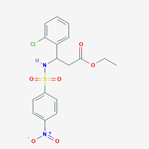molecular formula C17H17ClN2O6S B4304083 ETHYL 3-(2-CHLOROPHENYL)-3-(4-NITROBENZENESULFONAMIDO)PROPANOATE 