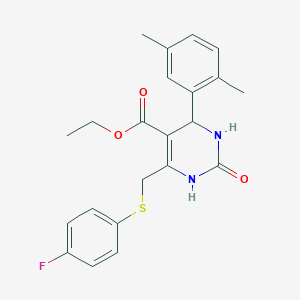 molecular formula C22H23FN2O3S B4304086 Ethyl 4-(2,5-dimethylphenyl)-6-{[(4-fluorophenyl)sulfanyl]methyl}-2-oxo-1,2,3,4-tetrahydropyrimidine-5-carboxylate 