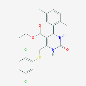 molecular formula C22H22Cl2N2O3S B4304092 ETHYL 6-{[(2,5-DICHLOROPHENYL)SULFANYL]METHYL}-4-(2,5-DIMETHYLPHENYL)-2-OXO-1,2,3,4-TETRAHYDRO-5-PYRIMIDINECARBOXYLATE 