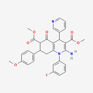 molecular formula C31H28FN3O6 B4304117 DIMETHYL 2-AMINO-1-(3-FLUOROPHENYL)-7-(4-METHOXYPHENYL)-5-OXO-4-(3-PYRIDYL)-1,4,5,6,7,8-HEXAHYDRO-3,6-QUINOLINEDICARBOXYLATE 