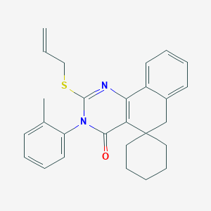 molecular formula C27H28N2OS B430413 3-(2-METHYLPHENYL)-2-(PROP-2-EN-1-YLSULFANYL)-4,6-DIHYDRO-3H-SPIRO[BENZO[H]QUINAZOLINE-5,1'-CYCLOHEXAN]-4-ONE 