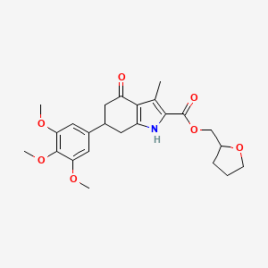 molecular formula C24H29NO7 B4304157 TETRAHYDRO-2-FURANYLMETHYL 3-METHYL-4-OXO-6-(3,4,5-TRIMETHOXYPHENYL)-4,5,6,7-TETRAHYDRO-1H-INDOLE-2-CARBOXYLATE 