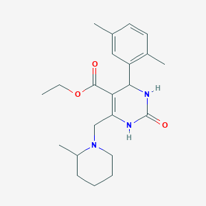 molecular formula C22H31N3O3 B4304292 ETHYL 4-(2,5-DIMETHYLPHENYL)-6-[(2-METHYLPIPERIDINO)METHYL]-2-OXO-1,2,3,4-TETRAHYDRO-5-PYRIMIDINECARBOXYLATE 