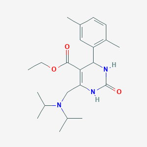 molecular formula C22H33N3O3 B4304309 ETHYL 6-{[BIS(PROPAN-2-YL)AMINO]METHYL}-4-(2,5-DIMETHYLPHENYL)-2-OXO-1,2,3,4-TETRAHYDROPYRIMIDINE-5-CARBOXYLATE 