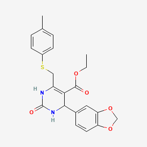 molecular formula C22H22N2O5S B4304329 ETHYL 4-(2H-1,3-BENZODIOXOL-5-YL)-6-{[(4-METHYLPHENYL)SULFANYL]METHYL}-2-OXO-1,2,3,4-TETRAHYDROPYRIMIDINE-5-CARBOXYLATE 