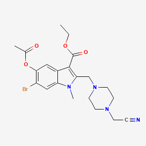molecular formula C21H25BrN4O4 B4304367 ETHYL 5-(ACETYLOXY)-6-BROMO-2-{[4-(CYANOMETHYL)PIPERAZINO]METHYL}-1-METHYL-1H-INDOLE-3-CARBOXYLATE 