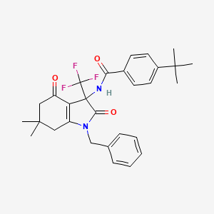 molecular formula C29H31F3N2O3 B4304461 N-[1-BENZYL-6,6-DIMETHYL-2,4-DIOXO-3-(TRIFLUOROMETHYL)-2,3,4,5,6,7-HEXAHYDRO-1H-INDOL-3-YL]-4-(2-METHYL-2-PROPANYL)BENZAMIDE 