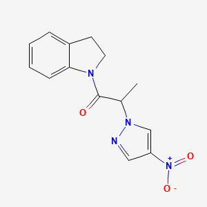 molecular formula C14H14N4O3 B4304741 1-(2,3-dihydro-1H-indol-1-yl)-2-(4-nitro-1H-pyrazol-1-yl)propan-1-one 