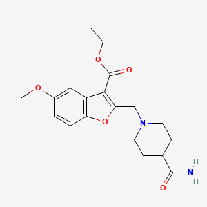 molecular formula C19H24N2O5 B4304878 Ethyl 2-[(4-carbamoylpiperidin-1-yl)methyl]-5-methoxy-1-benzofuran-3-carboxylate 