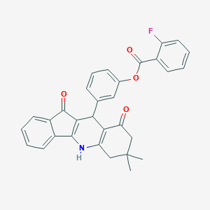 B430493 3-(7,7-dimethyl-9,11-dioxo-6,7,8,9,10,11-hexahydro-5H-indeno[1,2-b]quinolin-10-yl)phenyl 2-fluorobenzoate CAS No. 372185-41-6