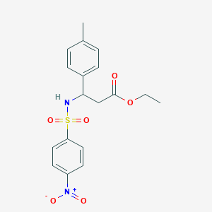 molecular formula C18H20N2O6S B4304948 ETHYL 3-(4-METHYLPHENYL)-3-(4-NITROBENZENESULFONAMIDO)PROPANOATE 
