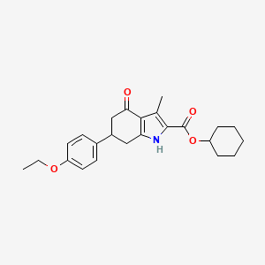 molecular formula C24H29NO4 B4305020 cyclohexyl 6-(4-ethoxyphenyl)-3-methyl-4-oxo-4,5,6,7-tetrahydro-1H-indole-2-carboxylate 