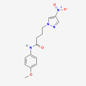 molecular formula C14H16N4O4 B4305081 N-(4-methoxyphenyl)-4-(4-nitro-1H-pyrazol-1-yl)butanamide 