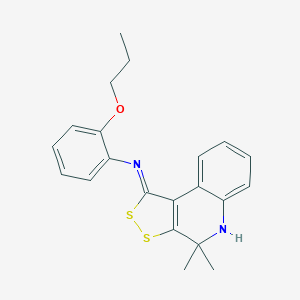 molecular formula C21H22N2OS2 B430510 N-(4,4-dimethyl-4,5-dihydro-1H-[1,2]dithiolo[3,4-c]quinolin-1-ylidene)-N-(2-propoxyphenyl)amine 