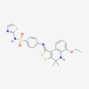 4-{[(1Z)-6-ethoxy-4,4-dimethyl-4,5-dihydro-1H-[1,2]dithiolo[3,4-c]quinolin-1-ylidene]amino}-N-1,3-thiazol-2-ylbenzenesulfonamide