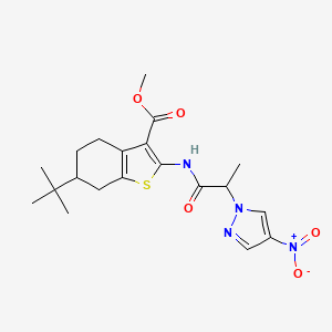 molecular formula C20H26N4O5S B4305122 METHYL 6-(TERT-BUTYL)-2-{[2-(4-NITRO-1H-PYRAZOL-1-YL)PROPANOYL]AMINO}-4,5,6,7-TETRAHYDRO-1-BENZOTHIOPHENE-3-CARBOXYLATE 