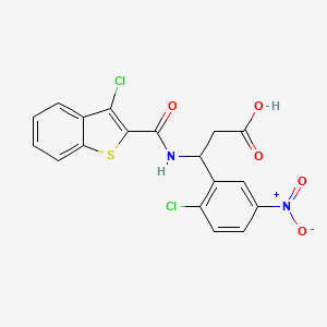 molecular formula C18H12Cl2N2O5S B4305170 3-{[(3-Chloro-1-benzothiophen-2-yl)carbonyl]amino}-3-(2-chloro-5-nitrophenyl)propanoic acid 