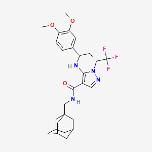 molecular formula C27H33F3N4O3 B4305310 N-(ADAMANTAN-1-YLMETHYL)-5-(3,4-DIMETHOXYPHENYL)-7-(TRIFLUOROMETHYL)-4,5,6,7-TETRAHYDROPYRAZOLO[1,5-A]PYRIMIDINE-3-CARBOXAMIDE 