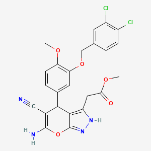 molecular formula C24H20Cl2N4O5 B4305332 METHYL 2-(6-AMINO-5-CYANO-4-{3-[(3,4-DICHLOROBENZYL)OXY]-4-METHOXYPHENYL}-2,4-DIHYDROPYRANO[2,3-C]PYRAZOL-3-YL)ACETATE 