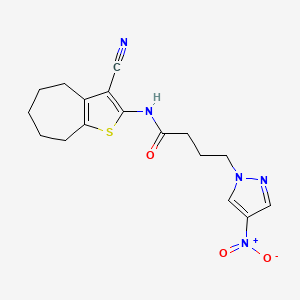 molecular formula C17H19N5O3S B4305401 N-{3-CYANO-4H,5H,6H,7H,8H-CYCLOHEPTA[B]THIOPHEN-2-YL}-4-(4-NITRO-1H-PYRAZOL-1-YL)BUTANAMIDE 