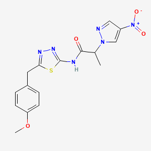 molecular formula C16H16N6O4S B4305404 N-[5-(4-methoxybenzyl)-1,3,4-thiadiazol-2-yl]-2-(4-nitro-1H-pyrazol-1-yl)propanamide 