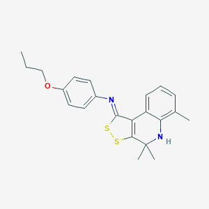 molecular formula C22H24N2OS2 B430557 (1Z)-4,4,6-TRIMETHYL-N-(4-PROPOXYPHENYL)-1H,4H,5H-[1,2]DITHIOLO[3,4-C]QUINOLIN-1-IMINE 