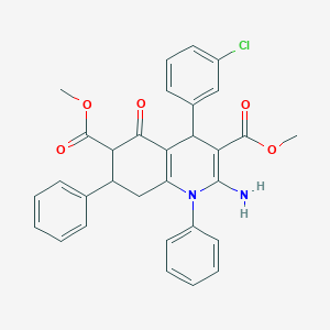 molecular formula C31H27ClN2O5 B4305630 DIMETHYL 2-AMINO-4-(3-CHLOROPHENYL)-5-OXO-1,7-DIPHENYL-1,4,5,6,7,8-HEXAHYDRO-3,6-QUINOLINEDICARBOXYLATE 